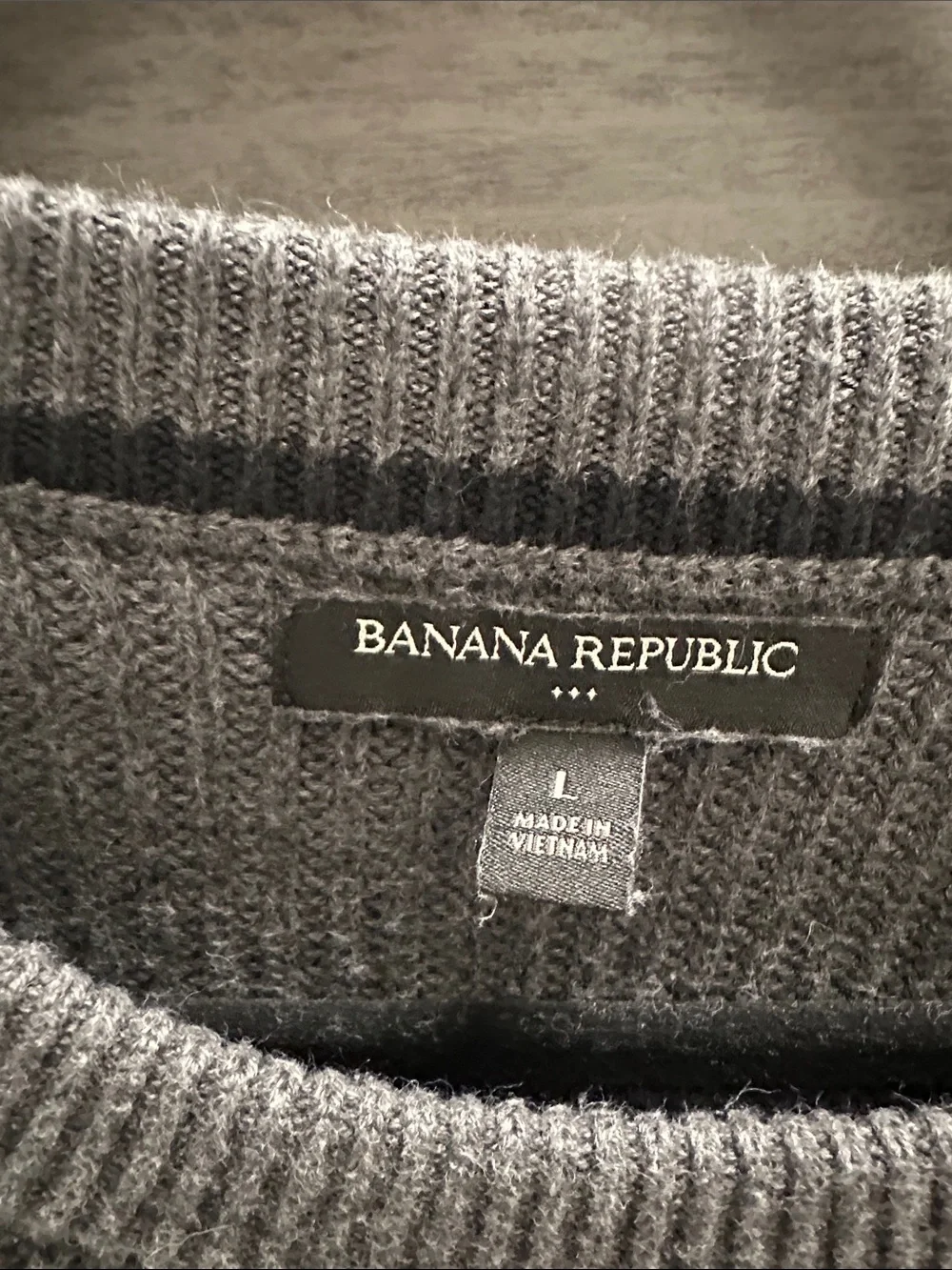 Banana Republic Gray Crewneck Sweater with Black Shoulder Panels